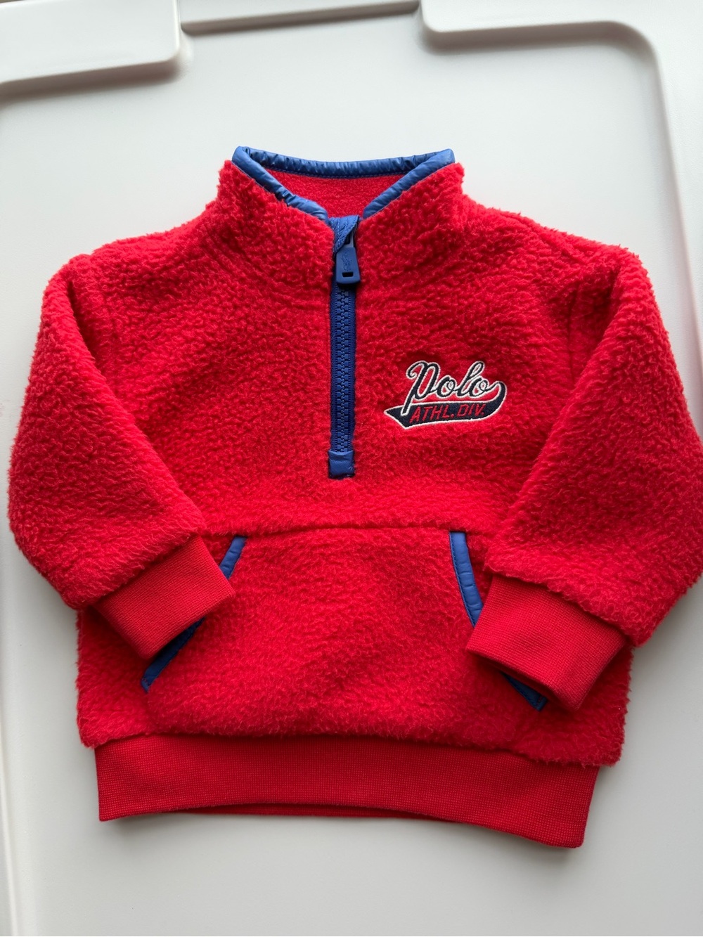 Ralph Lauren baby boy 6 months red half-zip sherpa fleece pullover